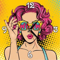 Часы на стекле «Поп-арт» 30х30 см