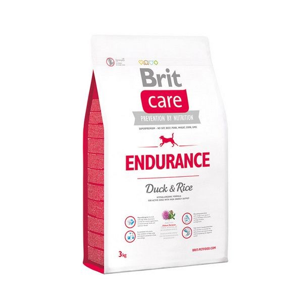 Сухой корм для активных собак всех пород склонных к аллергии BRIT Care Endurance Утка Рис 3 кг