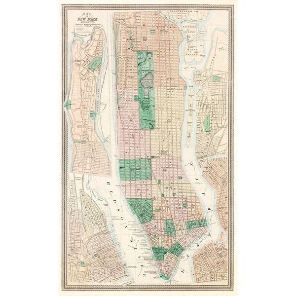 Плакат "34;Просто Постер "34; План Нью-йорка 1875 года 90x120 в подарочном тубусе 381793926551