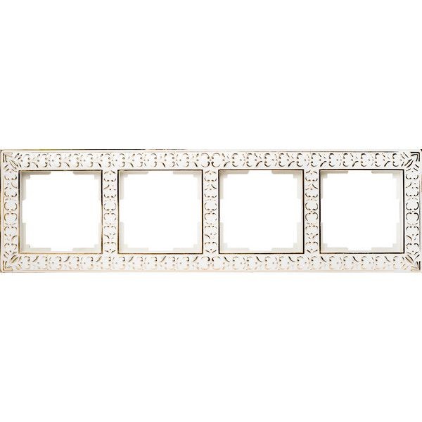 Рамка для розеток и выключателей Werkel Antik 4 поста, металл, цвет белое золото