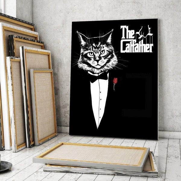 Постер в раме ПростоПостер Catfather 455853011758, 60х90 см