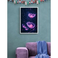 Плакат "34;Просто Постер "34; Сиреневые медузы 60x90 в раме 161247359161