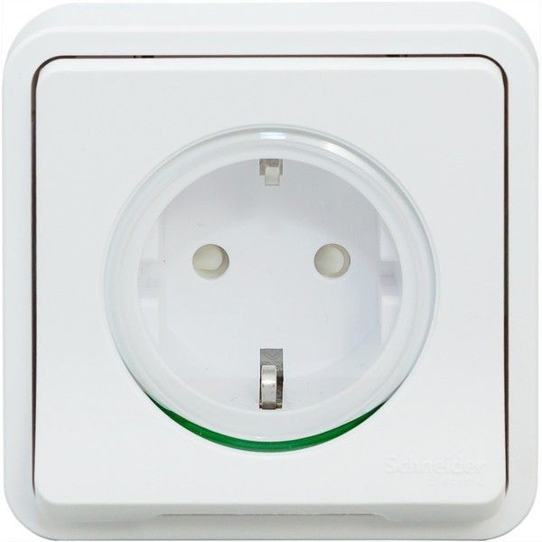 Розетка встраиваемая влагозащищённая Schneider Electric Mureva Styl с заземлением, с крышкой и шторками, IP55, цвет белый