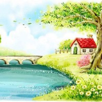 Фотообои Divino Decor Домик у моста D-098 400х270 см