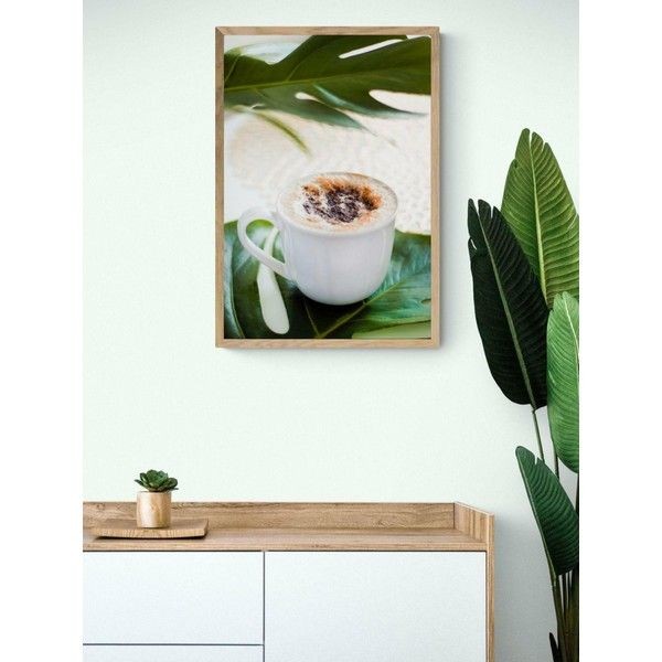 Плакат "34;Просто Постер "34; Кофе и пальмовые листья 50x70 в раме 487781226231