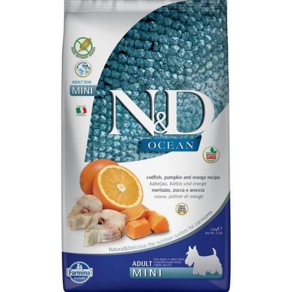 Сухой корм для собак средних и крупных пород FARMINA N&D Ocean Pumpkin&Orange Adult Medium&Maxi беззерновой Треска Апельсин Тыква 2.5 кг