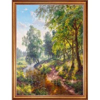 Картина на холсте Русская коллекция Пейзаж с ручьём БС-х52, 68х88 см