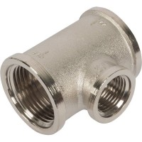 Тройник переходной Valtec, внутренняя резьба, 1 "34;x1/2 "34;x1 "34;, никелированная латунь VTr.750.N.0604