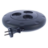 Удлинитель без заземления, 3 розетки, 3 м, 2200 Вт, выключатель, цвет чёрный