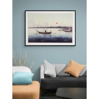 Постер "34;Просто Постер "34; Лодки и заходящее солнце – Охара Косон 90x120 в подарочном тубусе Металл