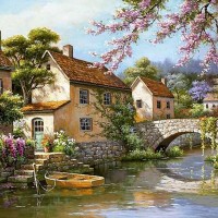 Фотообои Divino Decor Деревня живопись B-048 300х270 см
