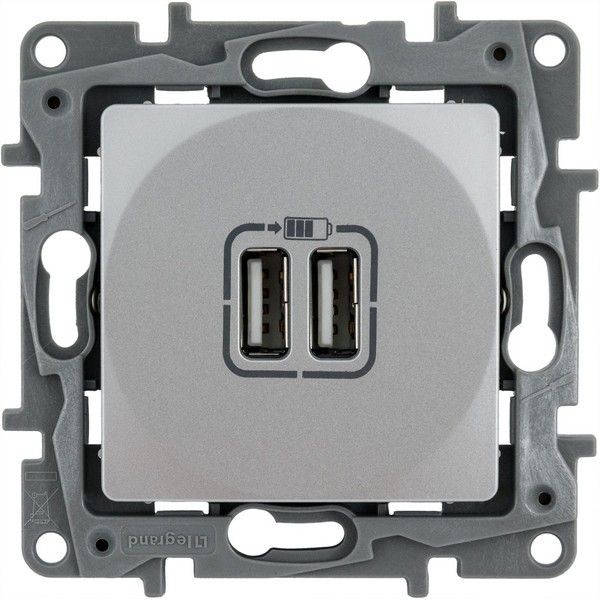 РОЗЕТКА ЗАРЯД 2ХUSB АЛЮ ETIKA