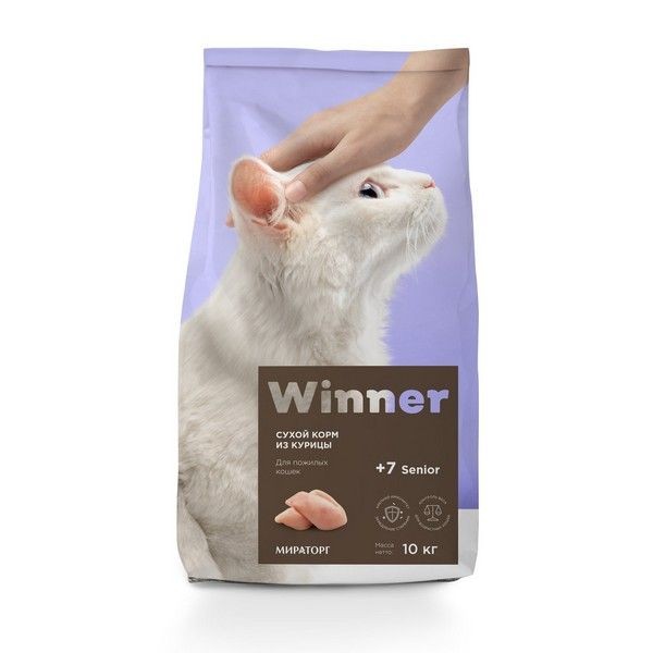 Сухой полнорационный корм для пожилых кошек WINNER Курица 10 кг