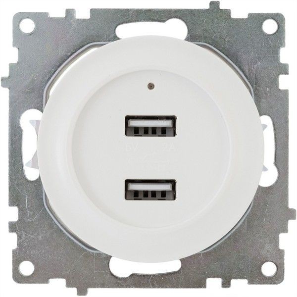Розетка USB двойная встраиваемая Onekeyelectro, с подсветкой, цвет белый