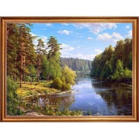 Картина на холсте Русская коллекция Лесной разлив БС-х13, 68х88 см