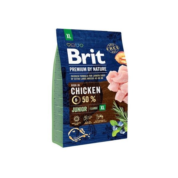 Сухой корм для молодых собак гигантских пород BRIT Premium by Nature Junior XL Курица 3 кг