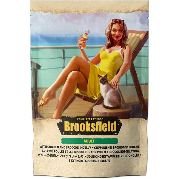 Пауч BROOKSFIELD Adult Cat Chicken with Broccoli для кошек Курица с брокколи в желе 85гр х 22 шт