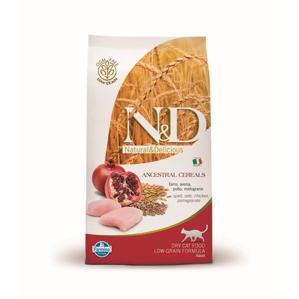Сухой корм для кошек всех пород FARMINAN&D Low Grain Chicken&Pomegranate низкозерновой Курица Гранат 5 кг