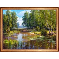 Картина на холсте Русская коллекция Заросший пруд БС-х29, 68х88 см
