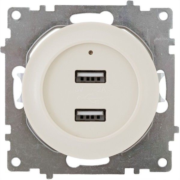 Розетка USB двойная встраиваемая Onekeyelectro, с подсветкой, цвет бежевый