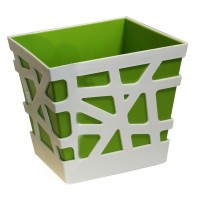 Кашпо Idea Мозаика 17x17x19 см v3 л пластик белый/салатовый