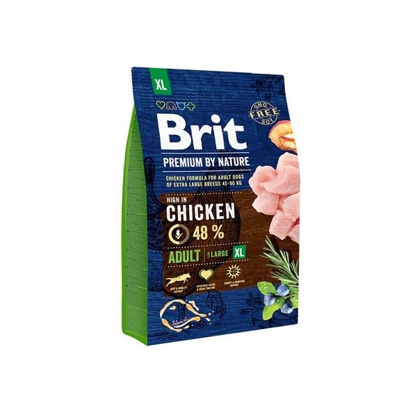 Сухой корм для взрослых собак гигантских пород BRIT Premium by Nature Adult XL Курица 3 кг