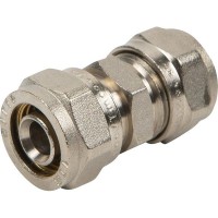 Соединитель обжимной Valtec, 16 мм, никелированная латунь VTm.303.N.001616
