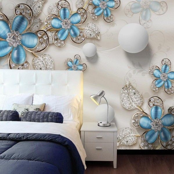 Фотообои Urban Style 3D Голубые перламутровые цветы UST3099 300х270 см