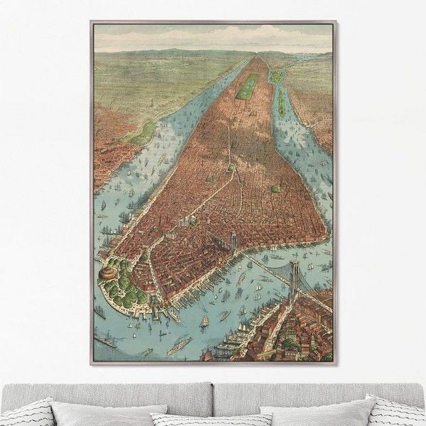 Картина Картины в Квартиру Antique map of New York City KVK1-225152583, 75х105 см