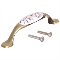 Ручка-скоба Kerron с фарфором 96 мм цвет бронза