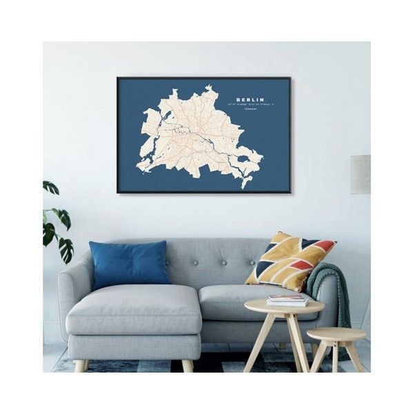 Постер в раме ПростоПостер Берлин на карте 704481060844, 60х90 см