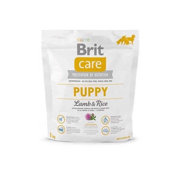 Сухой корм для щенков всех пород склонных к аллергии BRIT Care Puppy All Breed Ягненок Рис 1 кг