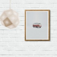 Плакат "34;Просто Постер "34; Красно-белый минивэн 90x120 в подарочном тубусе 970493186381