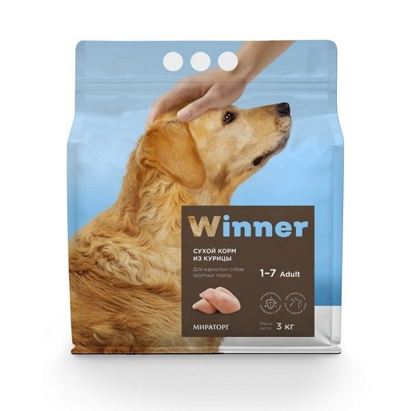 Сухой полнорационный корм для собак крупных пород WINNER Курица 3 кг