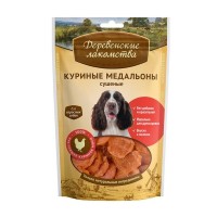 Деревенские лакомства Традиционные для собак 100% Куриные медальоны сушеные 100гр