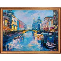 Картина на холсте Русская коллекция Канал Грибоедова. Вечер КГ-х15, 68х88 см