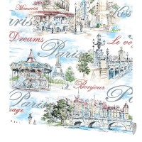 Обои виниловые WallDecor Париж голубые 0.53 м АС85000-65