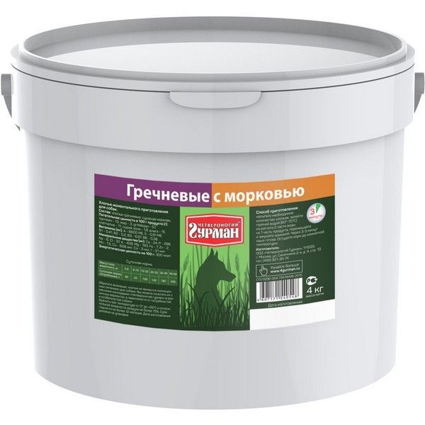 Каша ЧЕТВЕРОНОГИЙ ГУРМАН Гречневая Морковь 4 кг