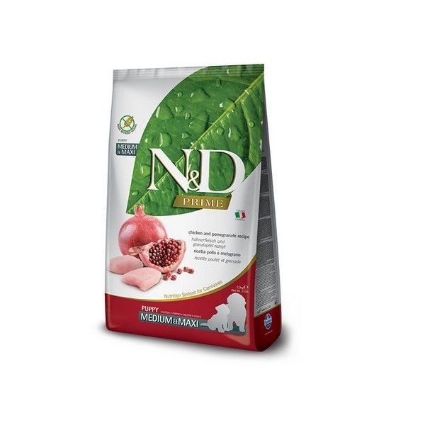 Сухой корм для щенков средних и крупных пород FARMINA N&D Prime Chicken&Pomegranate Puppy Medium&Maxi беззерновой Курица Гранат 12 кг