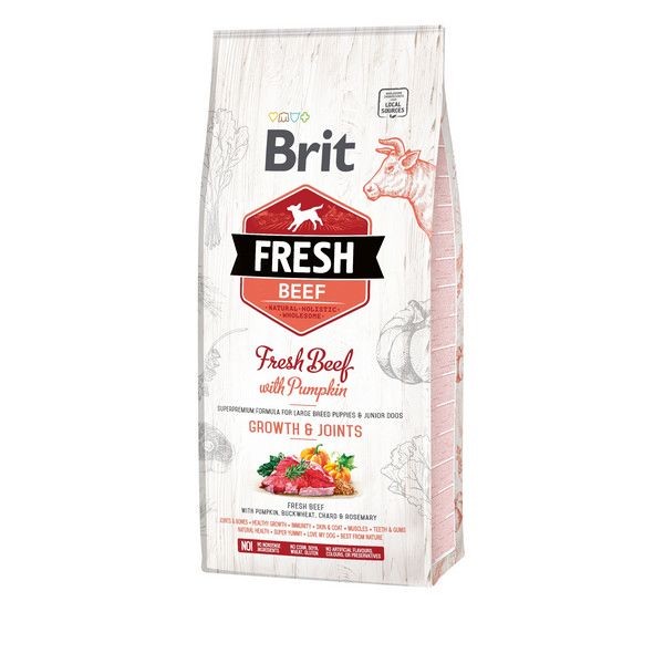 Сухой корм для щенков крупных пород BRIT Fresh Puppy Large Beef with Pumpkin Говядина Тыква 12 кг