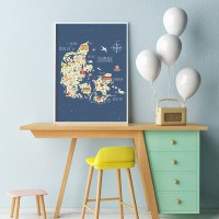 Плакат "34;Просто Постер "34; Карта Дании 90x120 в подарочном тубусе 651821864821