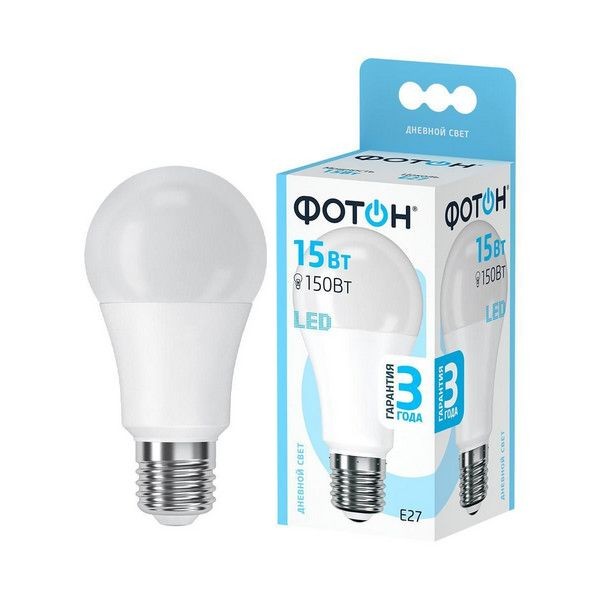 Лампа светодиодная Фотон LED A60 15W E27 4000K