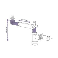 Сифон для раковины Equation без выпуска с отводом для стиральной машины d 40 мм